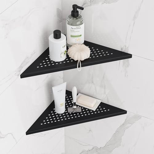 Neodrain Shower Corner Shelf Stainless Steel Bathroom Shelf Black Shower Caddy Storage Tiles Recessed for Bathroom Kitchen 2 Pack