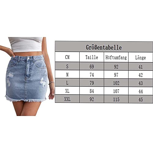 Jupe courte en jean Alaster Queen à taille extensible avec poches pratiques