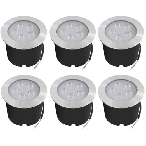 Kit 6x Balizador Blindado Piso Solo Externo Led Embutir 5w 3000K Bivolt