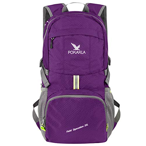 POKARLA 35L Hiking Backpack Lightweight Packable Water Resistant Travel Daypack
