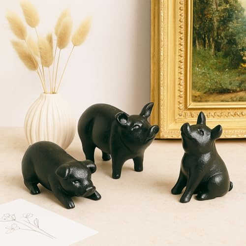Estatua de Cerdo de Hierro Fundido NACH para Jardín miniatura 4