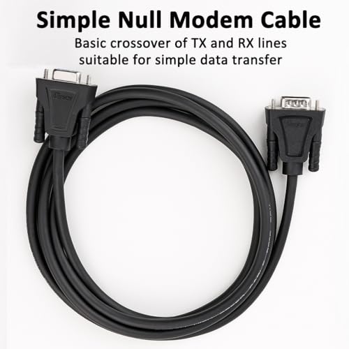 Image of DTECH DB9 RS232 Serial Cable Male to Female Extension Null Modem Cord Cross TX RX line for Data Communication (10 Feet, Black)