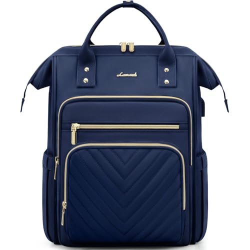 LOVEVOOK Rucksack Damen, 15,6 Zoll Laptop Schulrucksack Teenager Mädchen Wasserdicht, Elegant Reiserucksack Tagesrucksäcke Arbeitstasche, Backpack Women für Reise Uni Büro, Marineblau