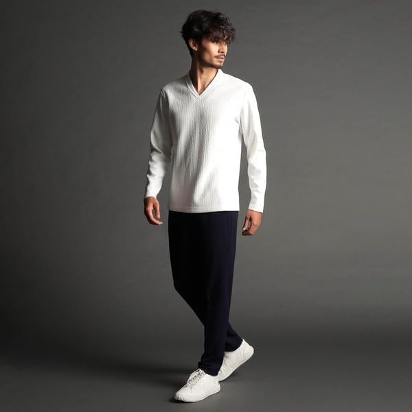 [ニコルクラブフォーメン] アランニットボンディングVネックプルオーバー 49ブラック 46(M)