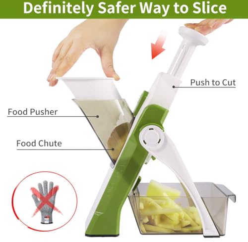 Image of HomeCloud Chopper Manual | Vegetable Cutter | Attractive Design Multi-Purpose, Easy to use, Sharp Blades with Drain Basket for Vegetable Salad & Fruits -1pc, Size-11x22x15cm (Light Green)