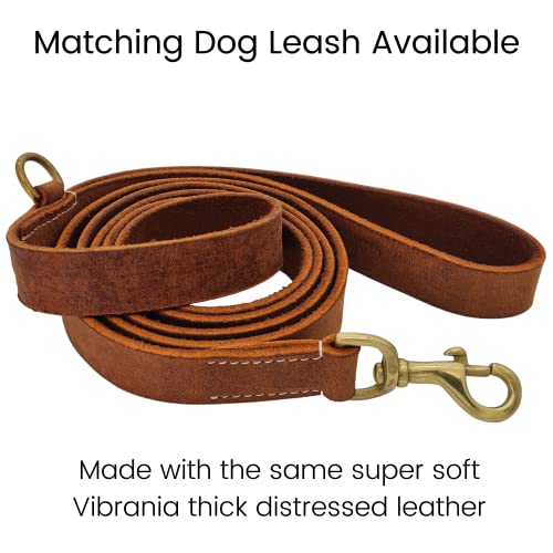 Blazingpaws Vibrania Martingale Slip-On Thick Distressed Leather Dog Collar For Large Xl Xxl Dogs, 1.5 Inch Wide In Colorful Antique Shades (L: Neck Size 15-19 Inches, Tan) #TOP5