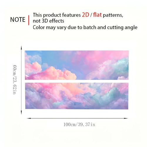 Image of Pastel Cloud Desktop Sticker 39.37x23.62In, Rainbow Cotton Candy Sky Desk Decal, Easy Clean Table Surface Sticker, Dreamy Aesthetic Home Office Decor