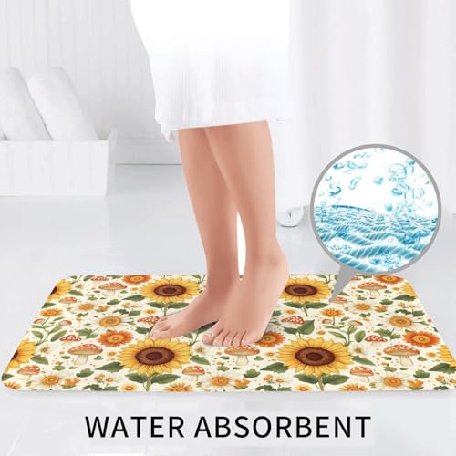Tapis de bain absorbant et antidérapant imprimé tournesol pour WC - 6