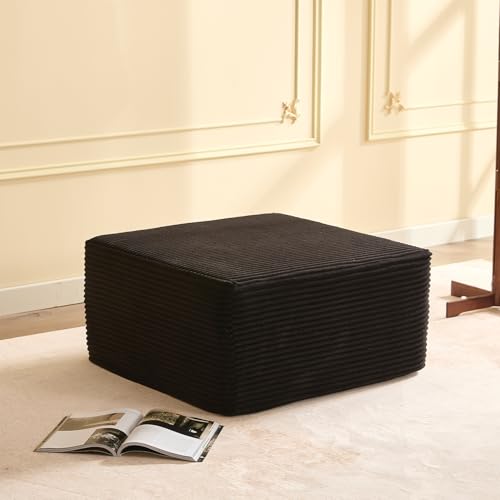 Afuson Cozy Square Ottoman Comfortable Seating No Assembly Required Black