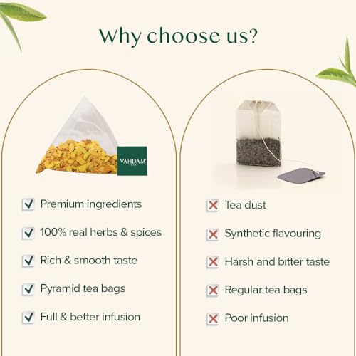 VAHDAM, Turmeric Ginger Infusion Bags (50 Bags) | Caffeine Free, Non-GMO, Gluten Free | Turmeric with Ginger – Savory & Spicy | Direct from Source