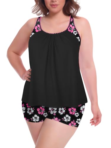 Plus Size Tankini Tummy Control Swimsuits for Women 2025 with Shorts Two Piece Bathing Suits