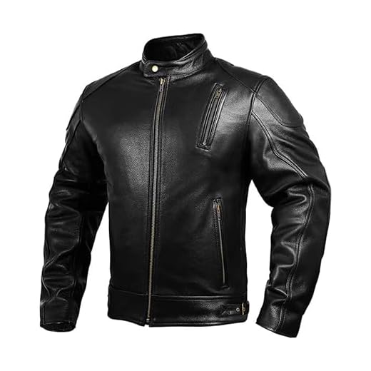 HWK Jaqueta de motocicleta de couro com armadura para homens, jaqueta de couro genuíno Cafe Racer para enduro motocross resistente ao clima, motociclismo, jaqueta masculina de fácil ajuste, GG
