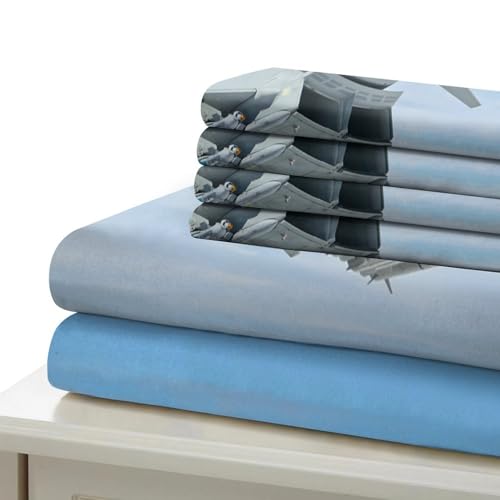 Housse de couette avion de chasse 260x220 cm en microfibre avec 2 taies