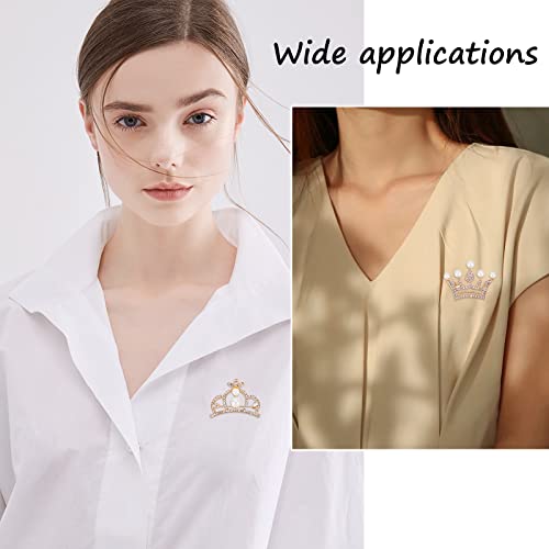 Image of CHGCRAFT 9Pcs 9 Styles Crystal Rhinestone Crown Brooch Pin for Women Open Pave Crystal Wedding Brooch Scarf Pin Gift for Women Womens Mother Shirts Dresses, Light Gold