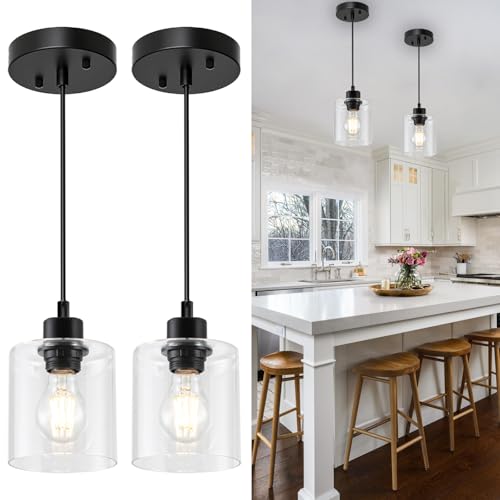 Capaaobc 1 Light Hanging Pendant Light Fixtures, Adjustable Black Pendant