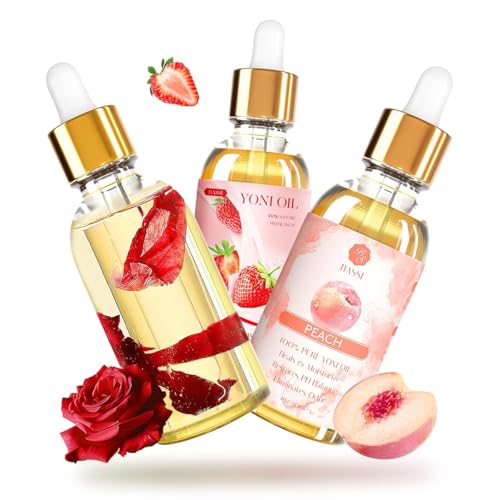 Image of Yoni Oil for Women 3 PCS Feminine Oil for pH Balance-Rose&Strawberry&Peach | Feminine Oil Vaginal Moisturizer - Reduces Odor, Restores pH Balance, Helps with Vaginal Itch 1 fl oz /pcs