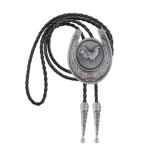 Image of Jeilwiy Bolo Tie for Men, Western Cowboy Golden Longhorn Bull Eagle Horse Cowboy Hat Bolo Necklace Leather Necktie for Women
