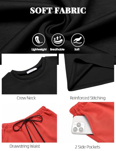 Image of Arshiner Boys Drop Shoulder T-Shirt & Drawstring Waist Shorts Summer Casual Outfits (5-12 Years)