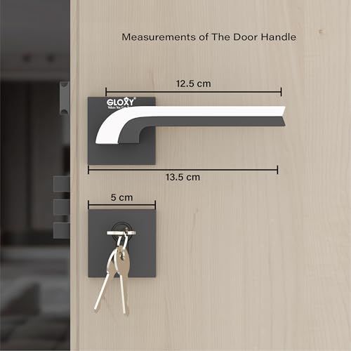 Image of GLOXY Premium Zinc Door Locks for Main Door for Bedroom, Mortise Door Lock Set Handle Set with 3 Brass Key for Home,Office,Hotel | White & Black Finish (2 Years Warranty, Pack of 1)