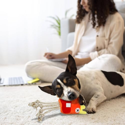 Juguete mordible para cachorros con cuerda y peluche suave miniatura 6