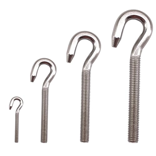 Image of Long Shank Hook Bolts M5 304 Stainless Steel Round Hooks Eyelet Bolts Ring Screw for Yacht Boat Marine Swing Chair Yoga Hammock 18 Pack