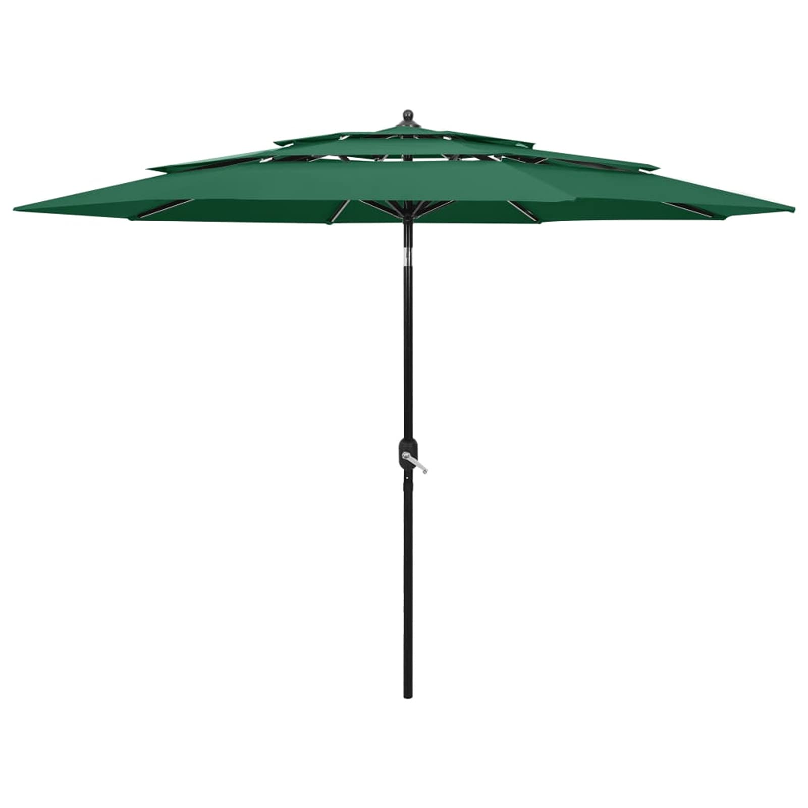 Homgoday Sombrilla de jardín de 3 Niveles con Palo de Aluminio Verde 3 m Sombrilla Terraza Exterior, Sombrilla Jardín Grande Orientable Jardín Parasol Balcón