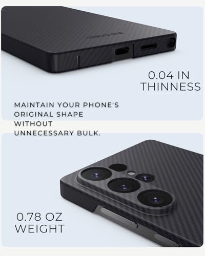 Image of Compatible with Samsung Galaxy S25 Ultra Case - [600D Aramid Fiber] [Extremley Thin] [Qi2 Magnetic Cover] [Feel Like No Case] - Black