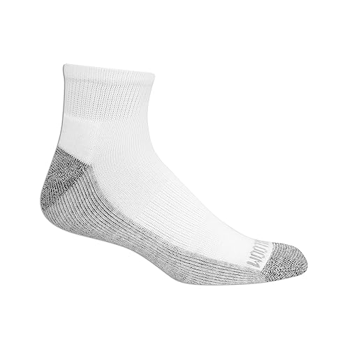 Fruit of the Loom Men's Essential 6 Pair Pack Casual Socks with Cushion and Arch Support, White (Gray Sole), 6.5-122