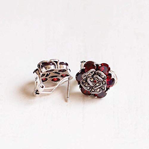Boucles d'oreilles S925 et grenat rouge pour l'élégance quotidienne des filles