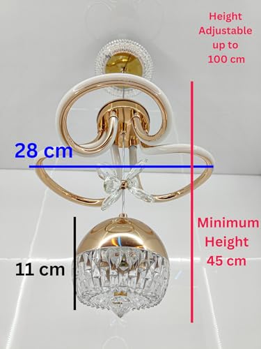 Image of swanart Modern LED Chandelier with Crystal Pendant - Dimmable Gold Ceiling Light Fixture for Living Room, Dining Room, Bedroom