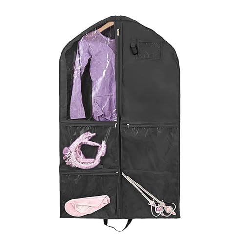 Dance Costume Garment Bag 39.4inch Dustproof Dance Bag with Garment Rack 6 Pockets Dance Competition Bag Portable Dance Garment Bags for Dancers Home Travel Black Dance Garment Bag Dance Garment Bags