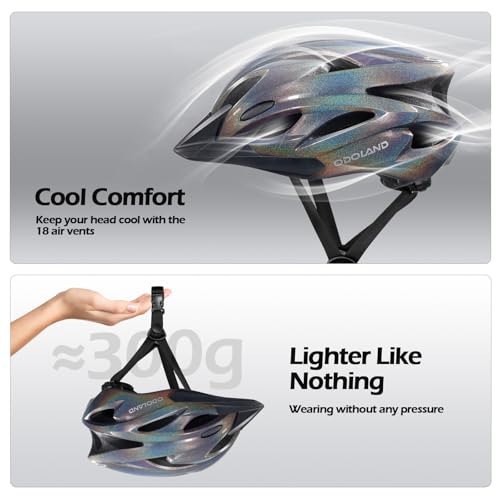 Image of Odoland Adult Bike Helmet with Cycling Sunglasses Set for Men & Women | Safety Certified Bicycle Helmet, UV Protection Glasses, Adjustable Dial for Mountain, Urban, Skating, Road, City Commuting