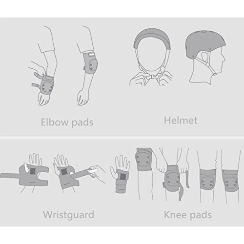 RuiyiF 7Pcs Adult Sports Safety Protective Gear Set, Elbow Pad Knee Support Wrist Guard and Helmet for Adult Skateboard Skating Blading Cycling Riding - Small
