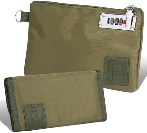 Promilart Ultimate Money & Essentials Organizer Bundle - Lockable Money Bag and Zippered Pocket Multipack Money Pouch (Dark Green) image 5
