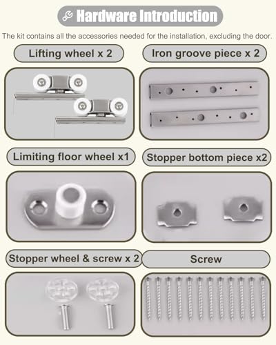 Silver Bifold Barn Door Hardware Kit, 76cm/30inch Box Rail Track Set for Sliding Single Door, Outdoor Shed Garage Door Track Hanger miniatura 5