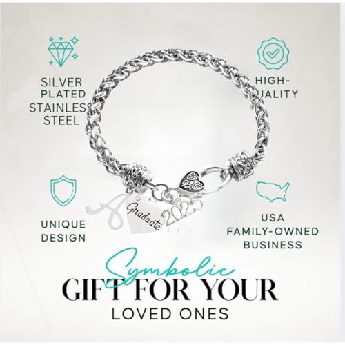 Infinity Collection 2025 Personalized Graduation Charm Bracelet with Initial Charm - Graduation Gift, Customizable Non-Tarnished Bracelet for Graduates, Class of 20252