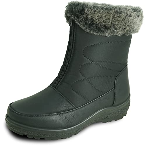 KOZI Canada Women Casual Ankle to Mid Calf Winter Boot KARLA and NINA Fur Boot Side Zipper Front Zipper Hook-and-Loop or Double Zipper Black