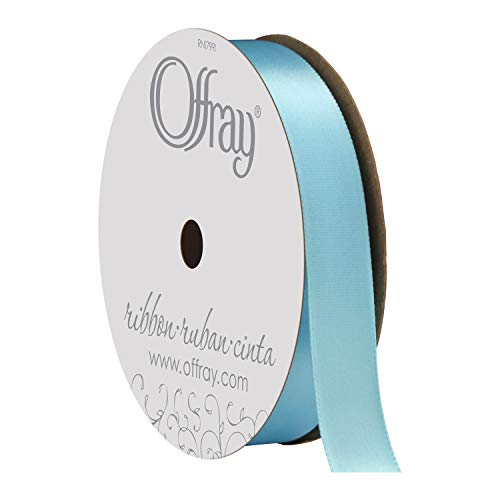 Image of Berwick Offray 360149 5 /8 inch Wide Single Face Satin Ribbon, Ocean Blue, 6 Yds