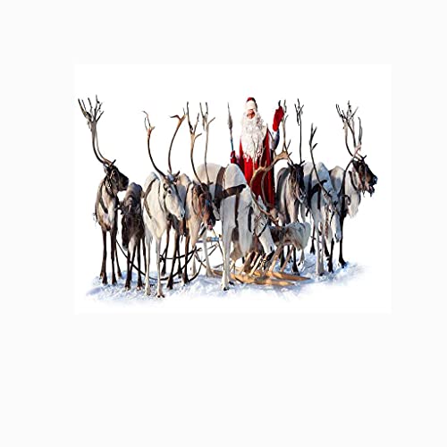 Papier Peint Canevas 3D Wapiti de Noël Auto-adhésif 300x210 cm