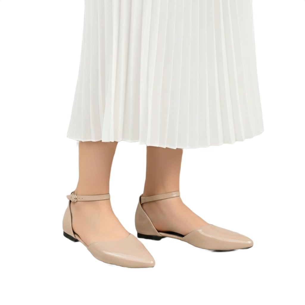 Suede Casual Footwear for Womens Stylish Flat Chappl Bellies for Party Formal Wear Casuals Comfortable and Fashionable Flat bellies for Women & Girls Women's Pointed Toe Ankle Strap Flats, D'Orsay Style Pointed Toe Slip-On Shoes with Low Heel, Casual Comfortable Footwear-image-9