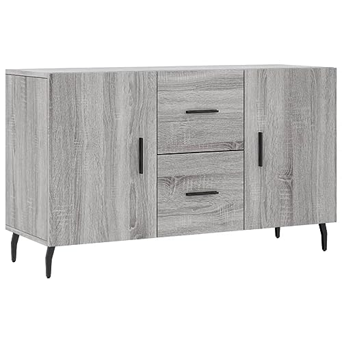 vidaXL Sideboard, Kommode mit viel Stauraum, Mehrzweckschrank Anrichte für Wohnzimmer, Schrank Beistellschrank Metallbeine, Modern, Grau Sonoma Holzwerkstoff