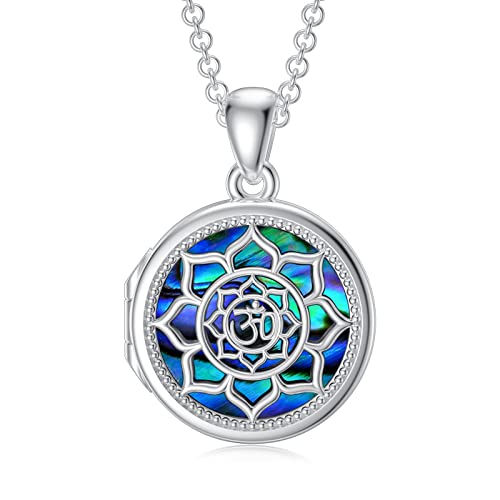 SOULMEET personalisierte Om Lotus Blume Medaillon 925 Sterling Silber Halskette, die 2 Bilder Gedenkfoto Medaillon benutzerdefinierte Geschenk für Frauen...