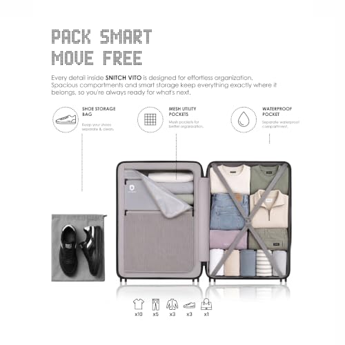 Image of SNITCH VITTO 2-Piece Set Light Grey Polycarbonate Hard Travel Suitcase - Luggage Trolley & Luggage with 8 Wheels, Premium Lock, Wet Pouch & Free Shoe Bag