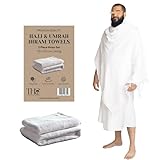 The Halal Caravan Men's Ihram for Hajj & Umrah - Sweat Absorbent, Comfortable, Fully Opaque, 2-Piece Ihram Set, Ehram Ahram 43 x 83 Inches, Ideal for Muslim Men, White