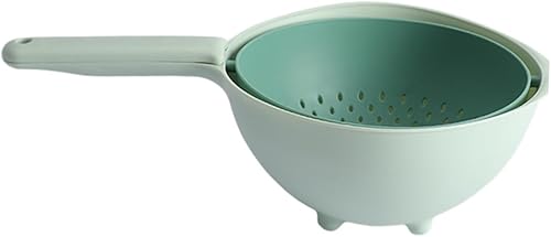 RUNROTOO Cesta de drenaje con asa, filtro de agua portátil, colador de plástico, juego de herramientas para el hogar, colador de cocina, tazones