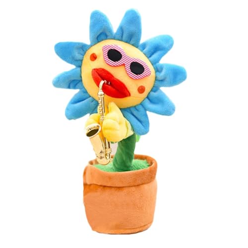 Talking Sunflower - Glowing Repeating Recording Plush Toy, Musical Singing Flower Doll | Soft Saxophone Plush Pillow, Funny Inte