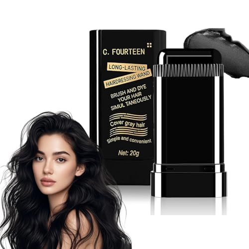 Safe and Convenient Hair Dye Comb for Women & Men, Portable Dye Comb for Gray Hair Coverage, Cover Up Stick, 2-in-1 Waterproof and Sweat-Proof Stick, Quick Touch-Ups (Black)