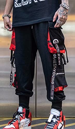 Men's Jogger Pants Punk Cargo Baggy Techwear Hip Hop Harem Pants Streetwear Tactical Track Pants Black Medium #TOP1