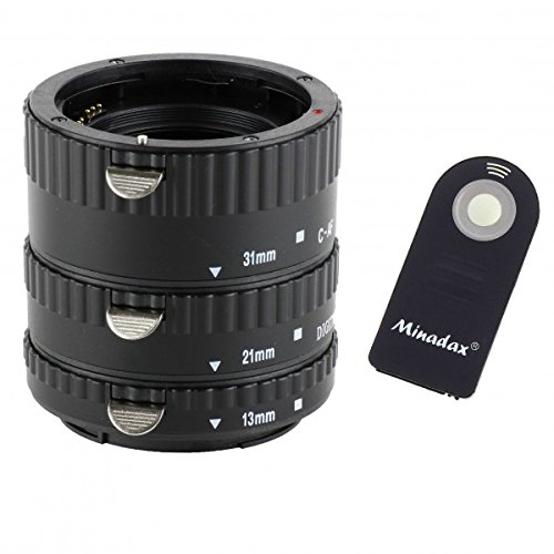 Impulsfoto Automatik Zwischenringe 3-teilig 31mm, 21mm & 13mm Fuer Makrofotographie passend zu Canon EF/EF-S + Infrarot Auslöser