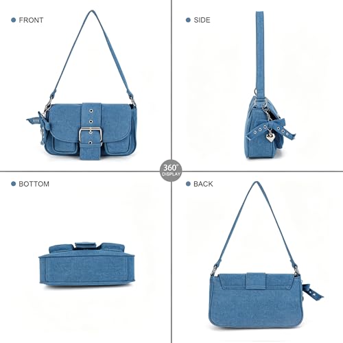 Image of Denim Crossbody Bags for Women,Blue Jean Hobo Shoulder Bag,Denim Messenger Bag